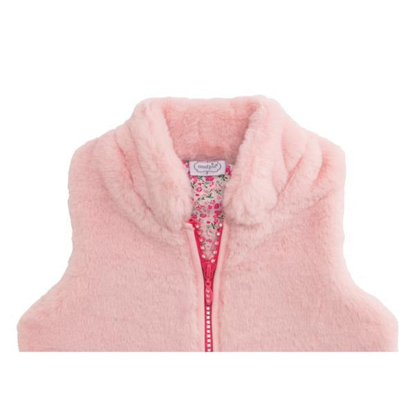 Pink Fur Vest by Mud Pie - Large (4T / 5)