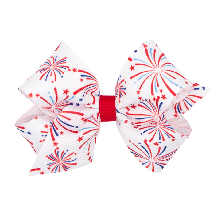 Wee Ones Fireworks Print Grosgrain Bow (2 Sizes)