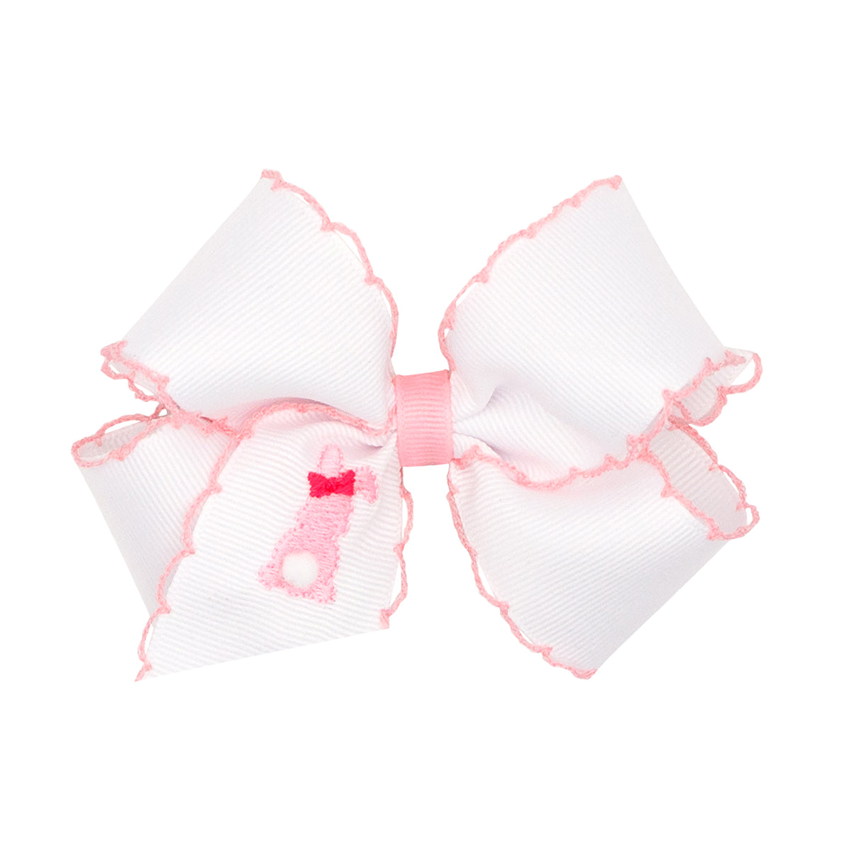 Wee Ones Easter Bunny Embroidered on Moonstitch Bow (2 sizes)