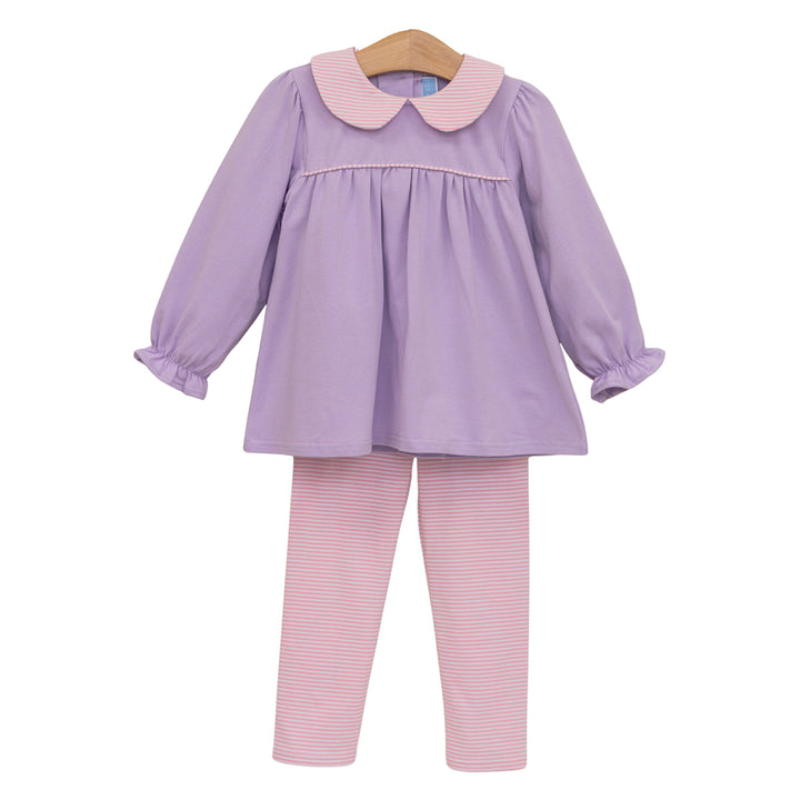 Lavender / Light Pink Stripe Abigail Pullover Set by Trotter Street Kids