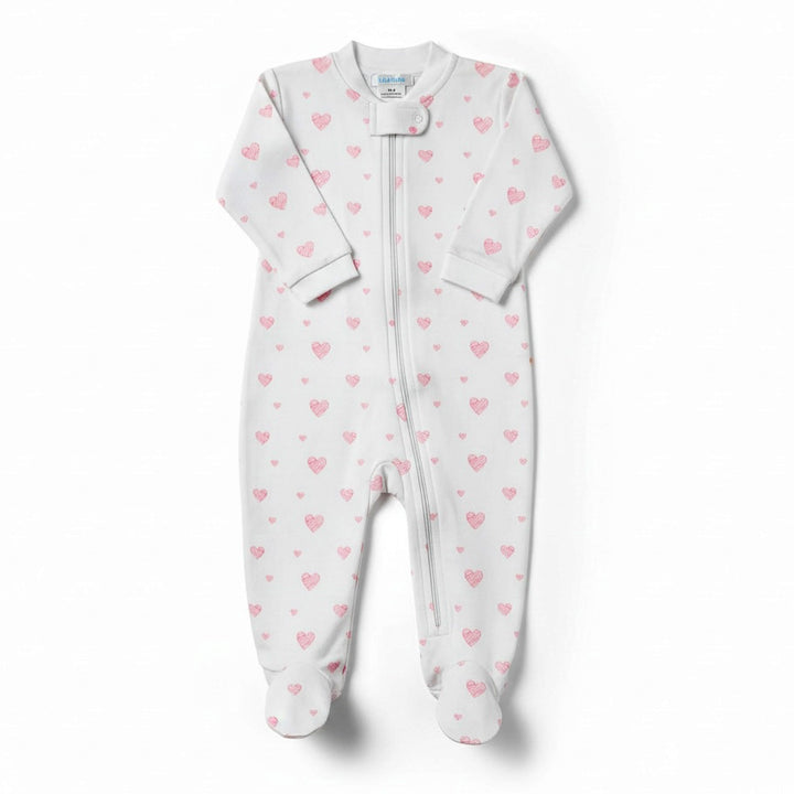 Amour Hearts Zipper Footie by Lyda Baby