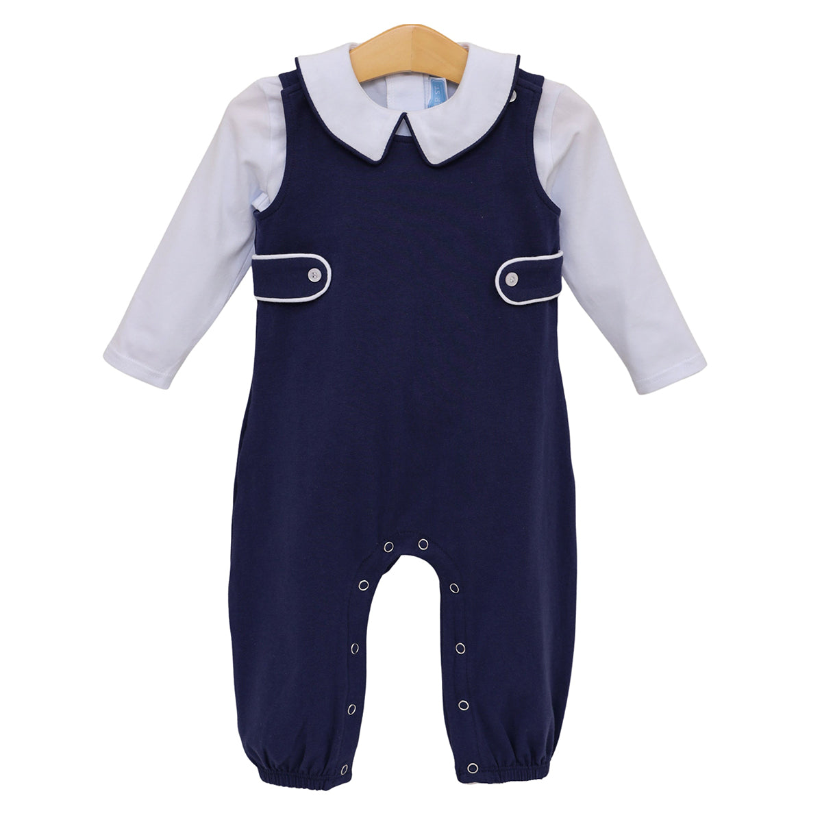 Navy Elijah Jon-Jon Set with White Shirt by Trotter Street Kids