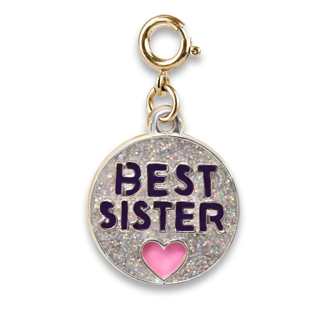 Gold Glitter Best Sister Charm by Charm It!
