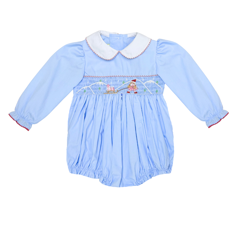 Holiday Sled Ride Smocked Marion Bubble by Zuccini Kids