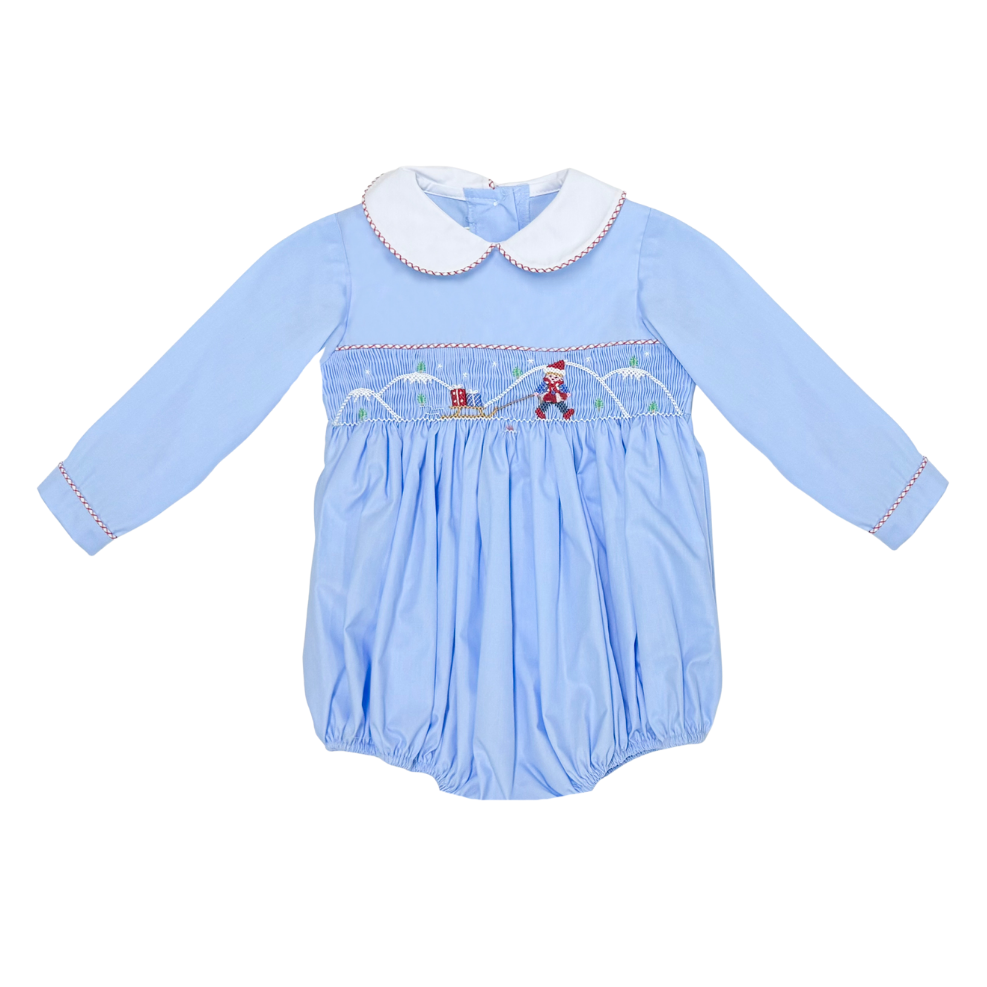 Holiday Sled Ride Smocked Benjamin Bubble by Zuccini Kids
