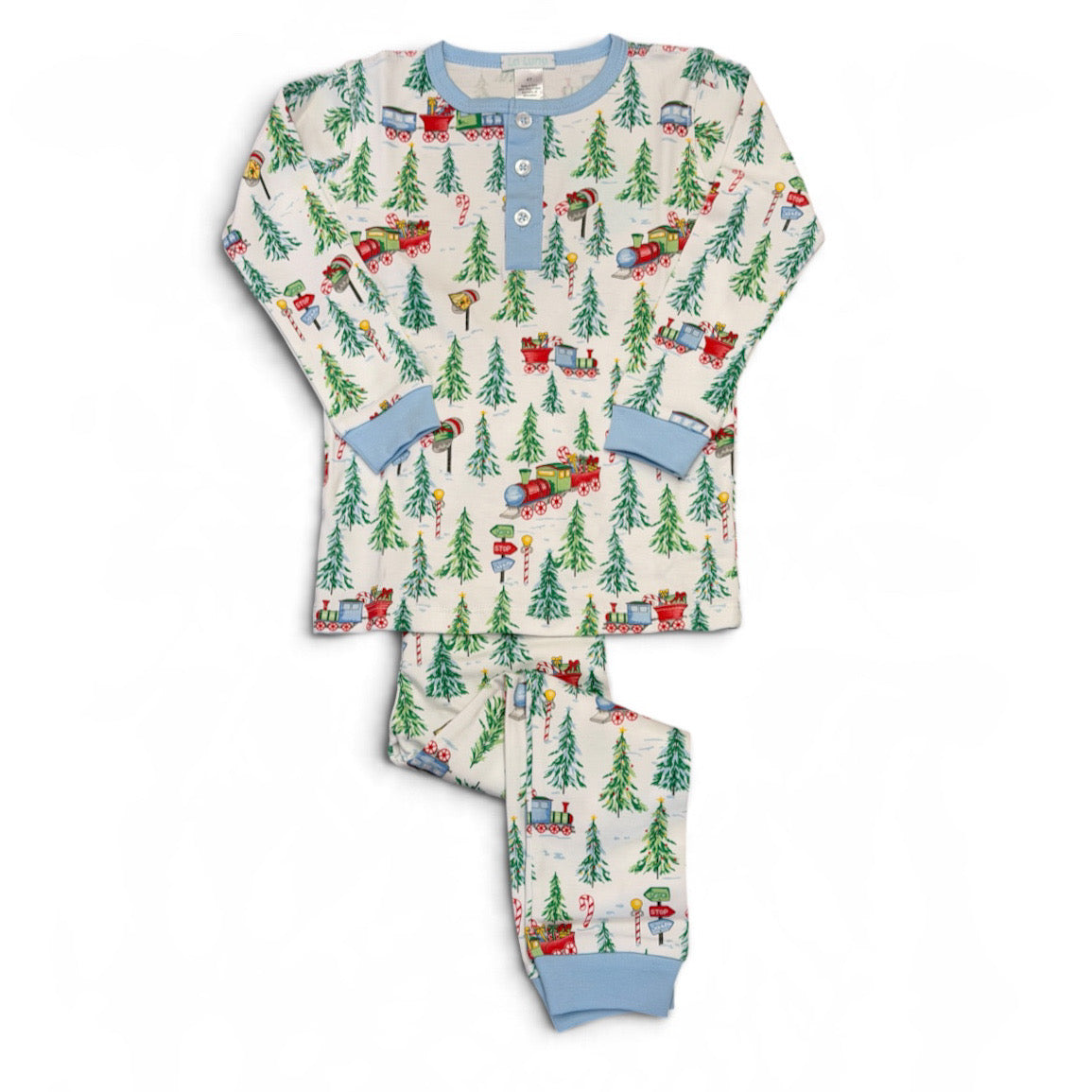 Christmas Train Pima Boy Pajama Set by La Luna