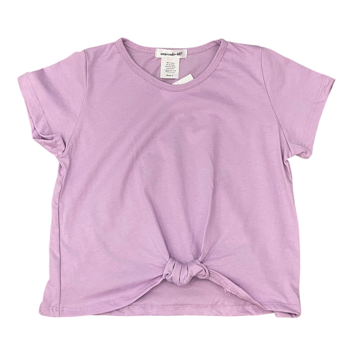 Lilac Short-Sleeve Knot Top by Area Code 407