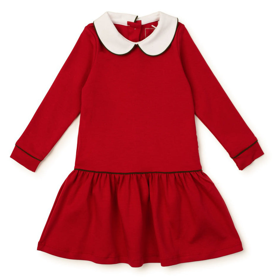 Lillian Red Dress with Green Piping by Lila & Hayes