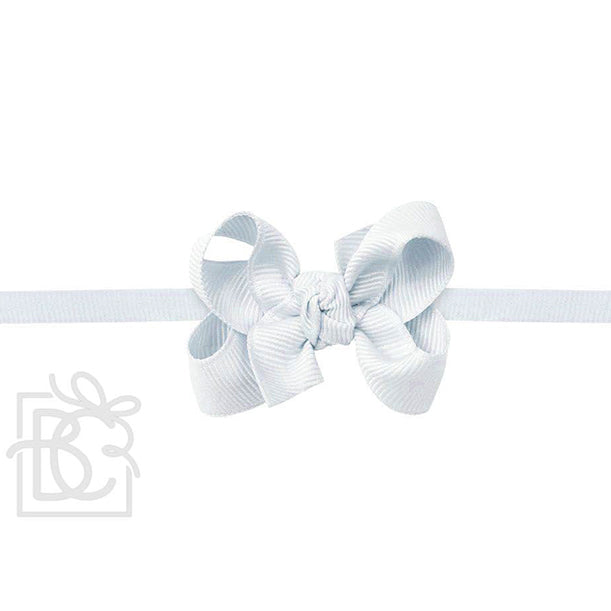 Powder Blue Sophia Flat Pantyhose Headband with 2.5-inch Dainty Bow by Beyond Creations