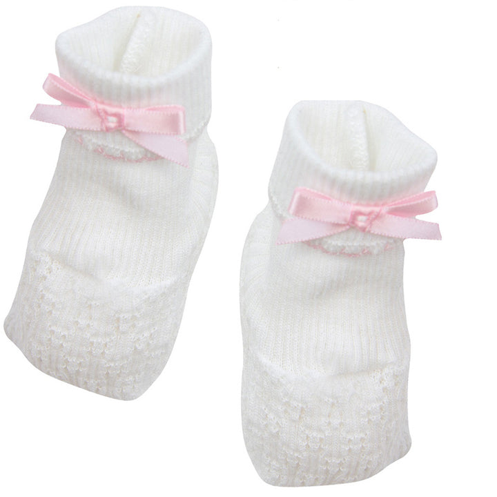 Paty White Booties w/ Bow (3 Colors)