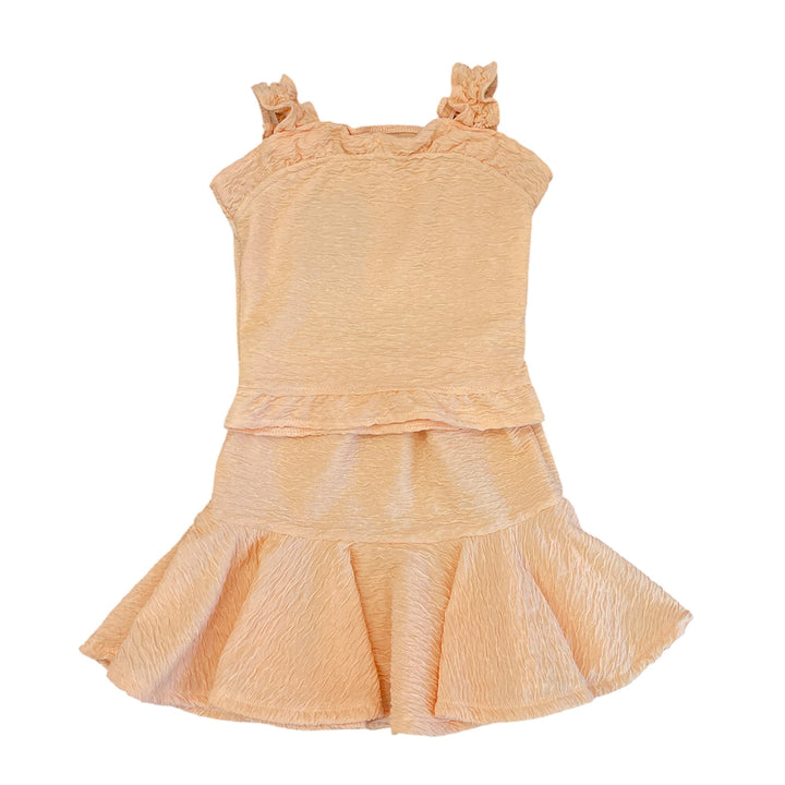 Peach Rouched Tube Top and Skirt Set by Area Code 407