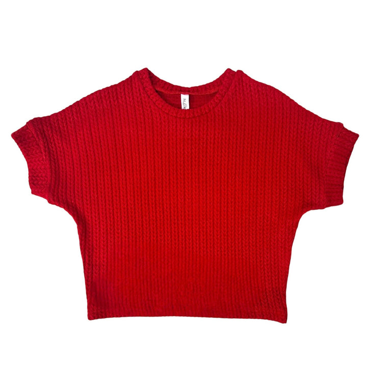 Red Oversize Half-Sleeve Sweater by ML Kids