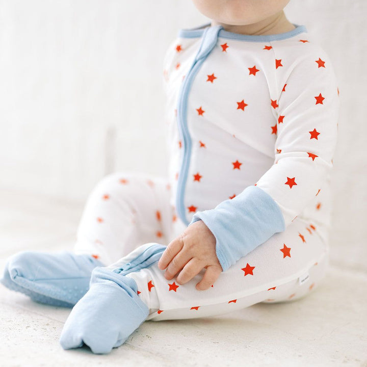 Red Star Sleep Romper by The Uptown Baby