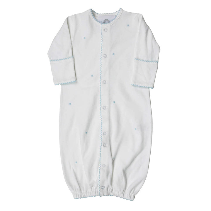 Proper Peony Scallop Dot Converter Gown - Blue Dots - Newborn