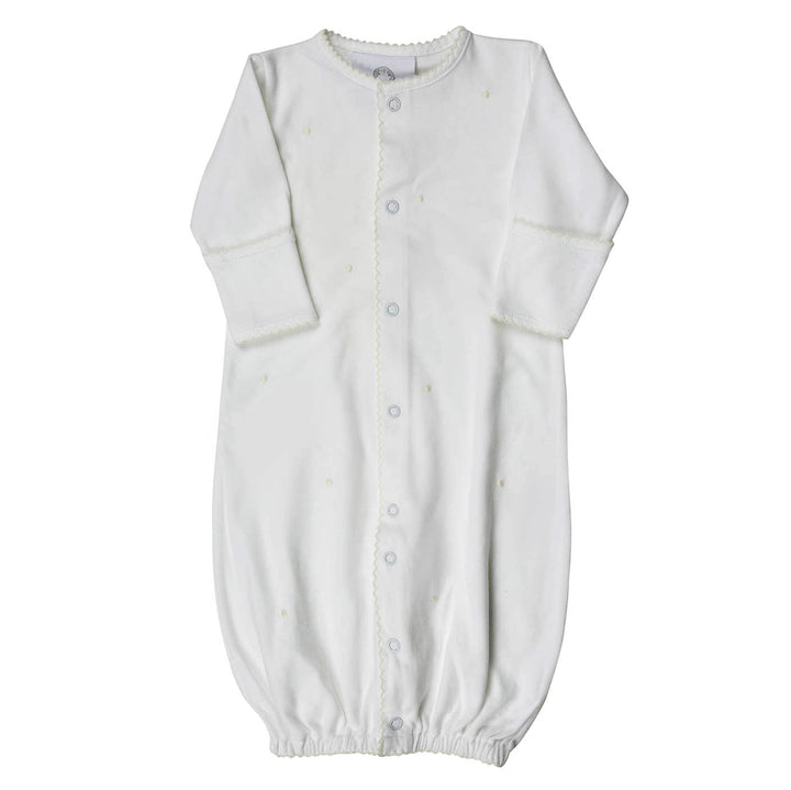 Proper Peony Scallop Dot Converter Gown - White Dots - Newborn