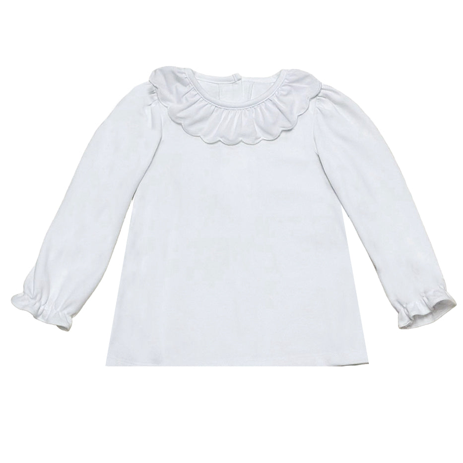 White Knit Scalloped Blouse by Zuccini