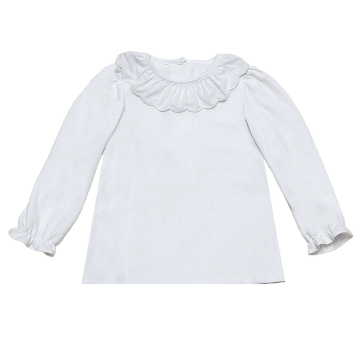 White Knit Scalloped Blouse by Zuccini