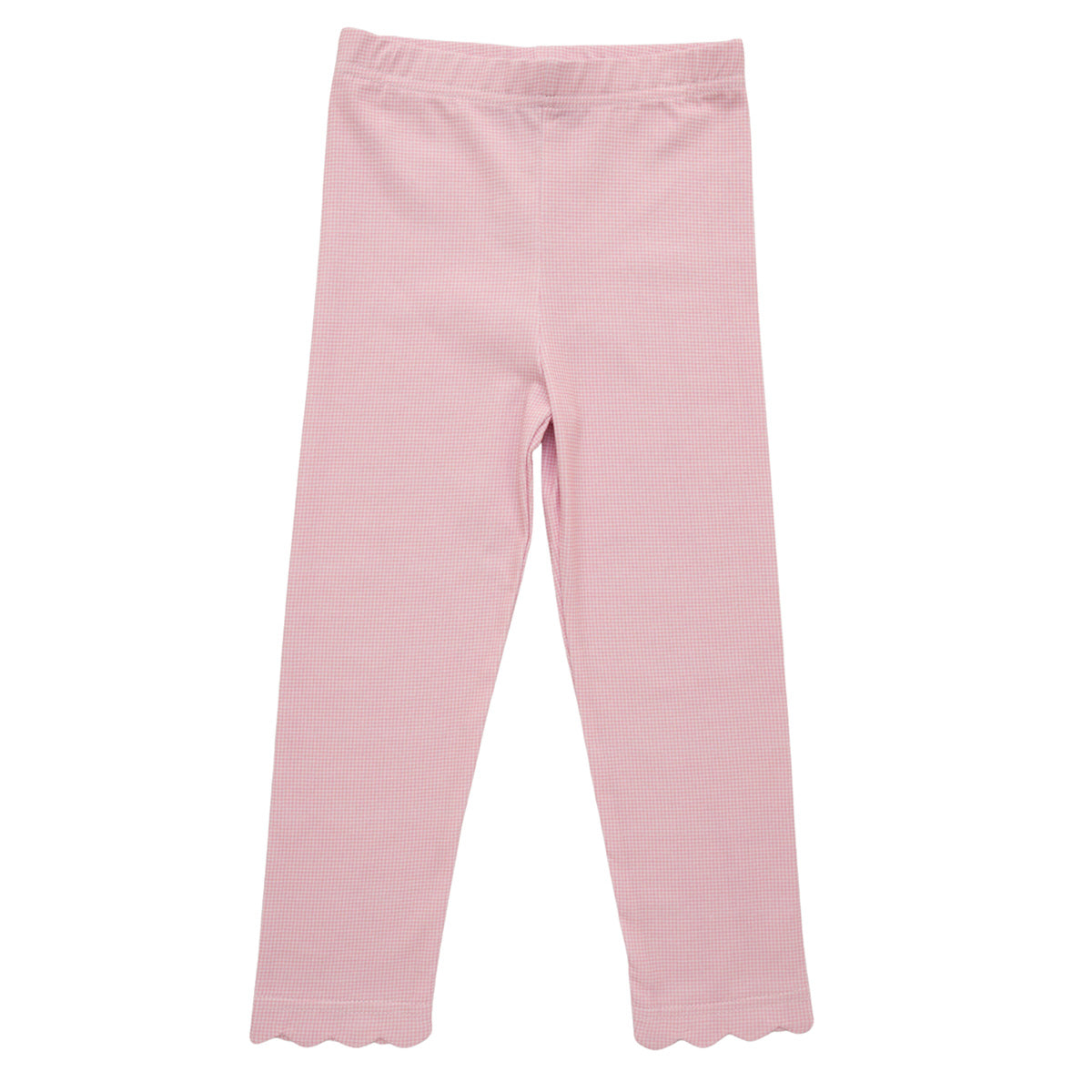 Light Pink Microgingham Scalloped Leggings by Trotter Street Kids