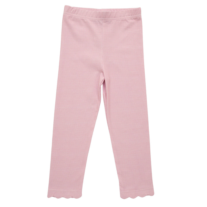 Light Pink Microgingham Scalloped Leggings by Trotter Street Kids