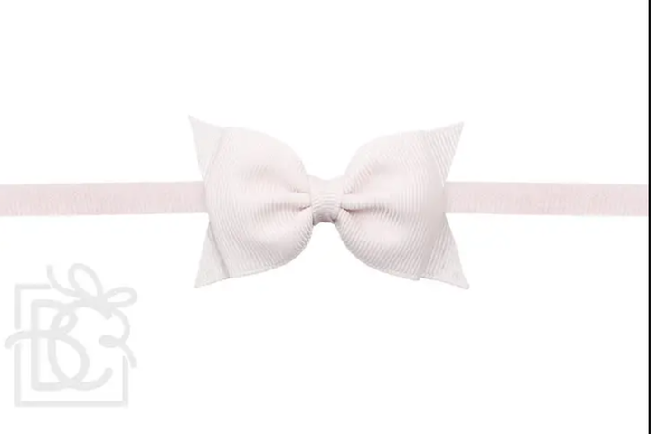 Powder Pink Sophia Flat Pantyhose Headband with 2.5-inch Dainty Bow by Beyond Creations