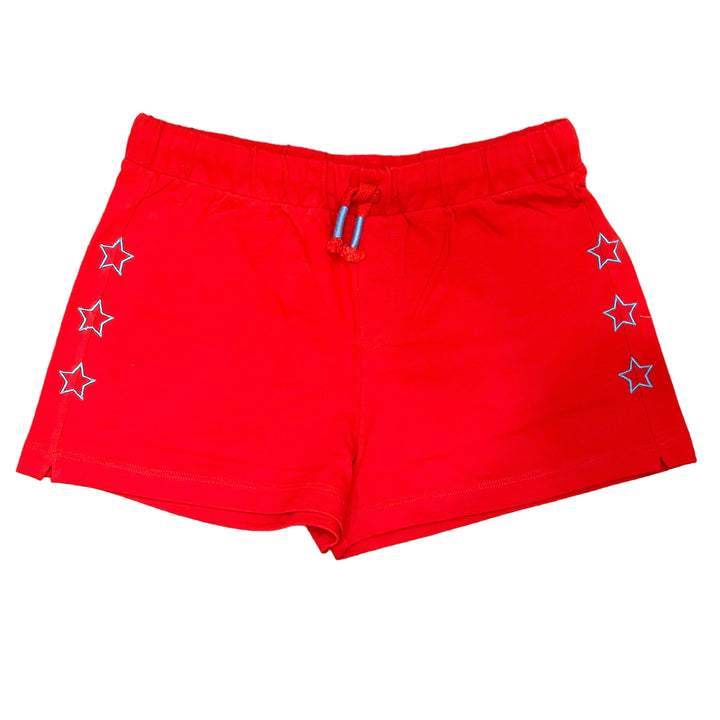 Paper Flower Red Star Embroidery Shorts