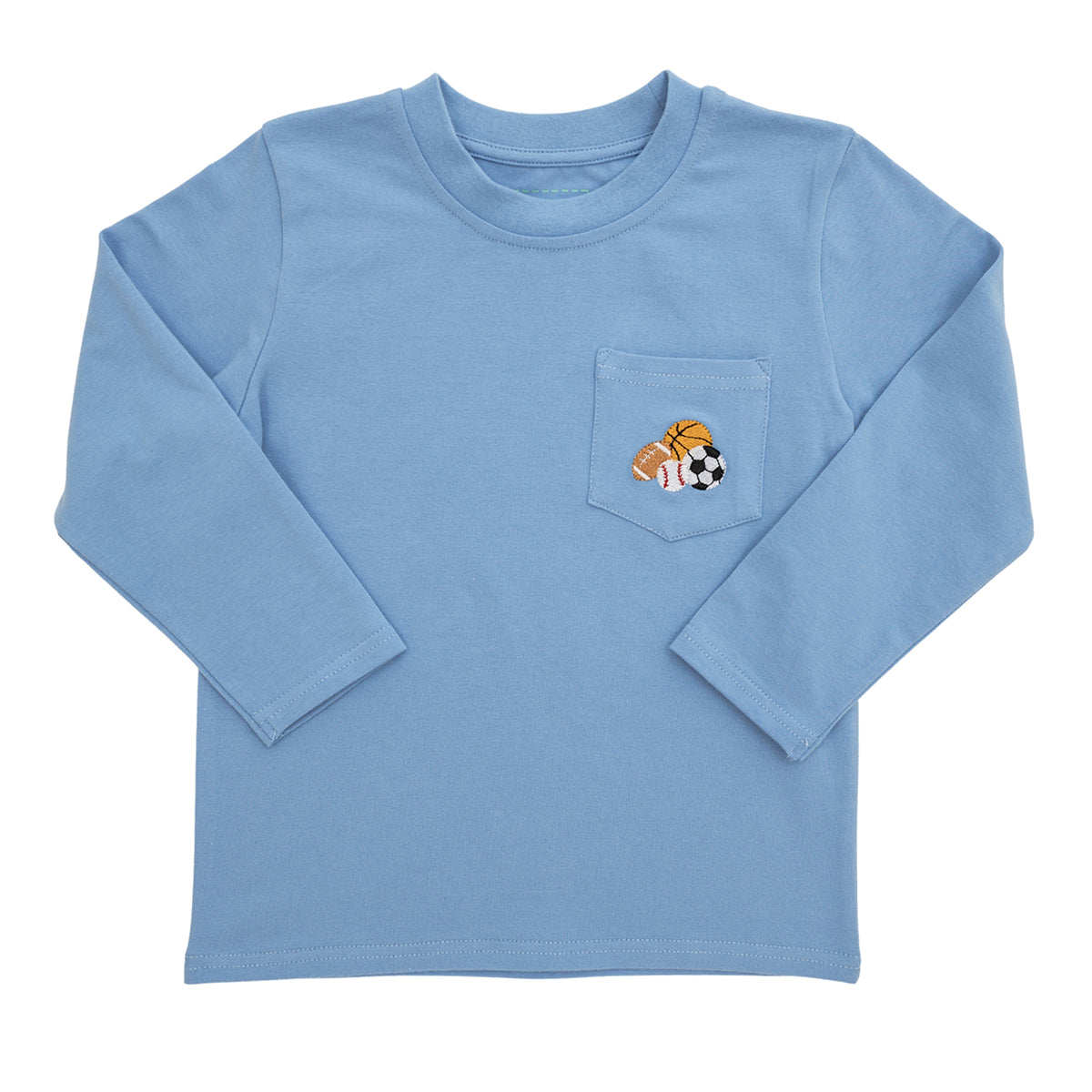 Sports Balls Embroidered on Pocket Tee by Itsy Bitsy