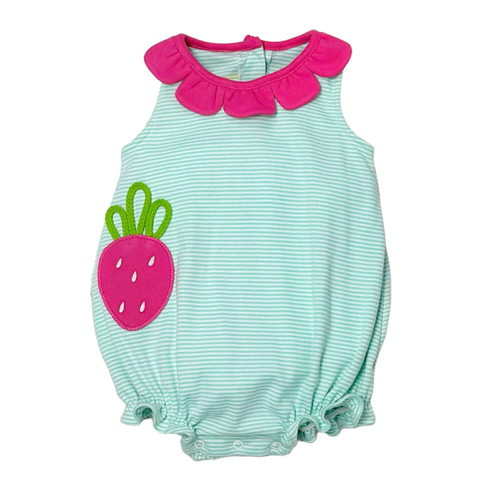 Strawberry on Mint Bitty Stripe Knit Reagan Bubble by Zuccini Kids