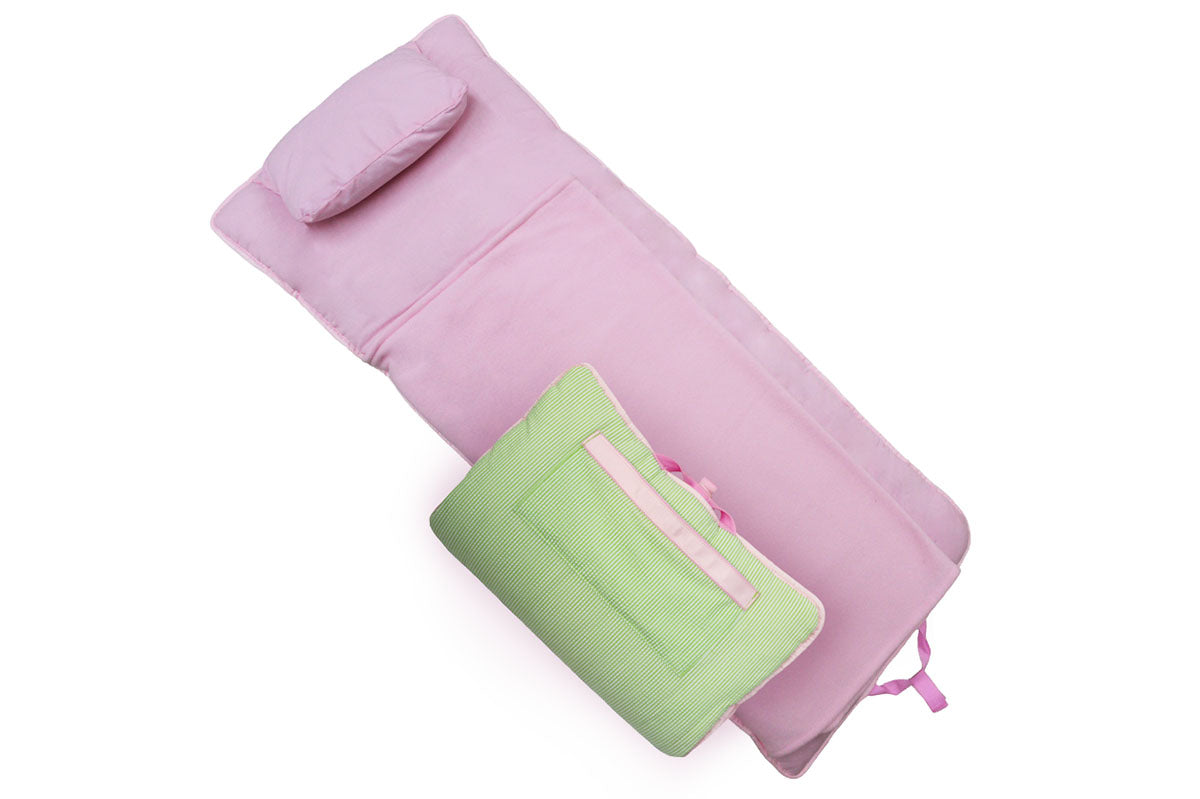 Sweet Pea (Green with Pink Trim) Seersucker Nap Roll by Mint Sweet Little Things