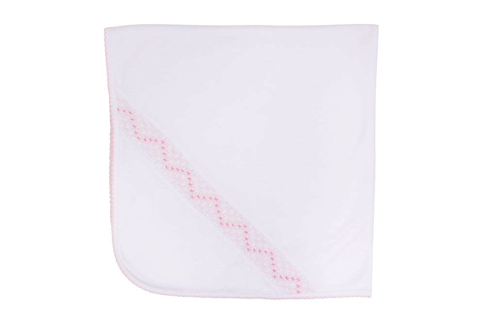 Pink Sweetly Smocked Blessing Blanket by The Beaufort Bonnet Company