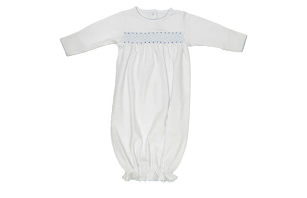 Blue Sweetly Smocked Greeting Gown by The Beaufort Bonnet Company