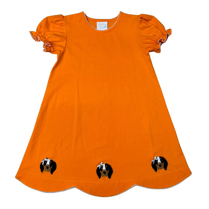 Orange Hound Dog Scalloped Dress by Whimsy Bay Kids