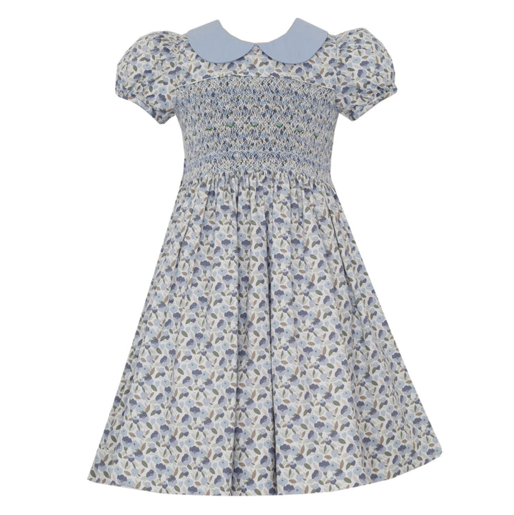 Adrienne French Blue Floral Print Dress by Anavini