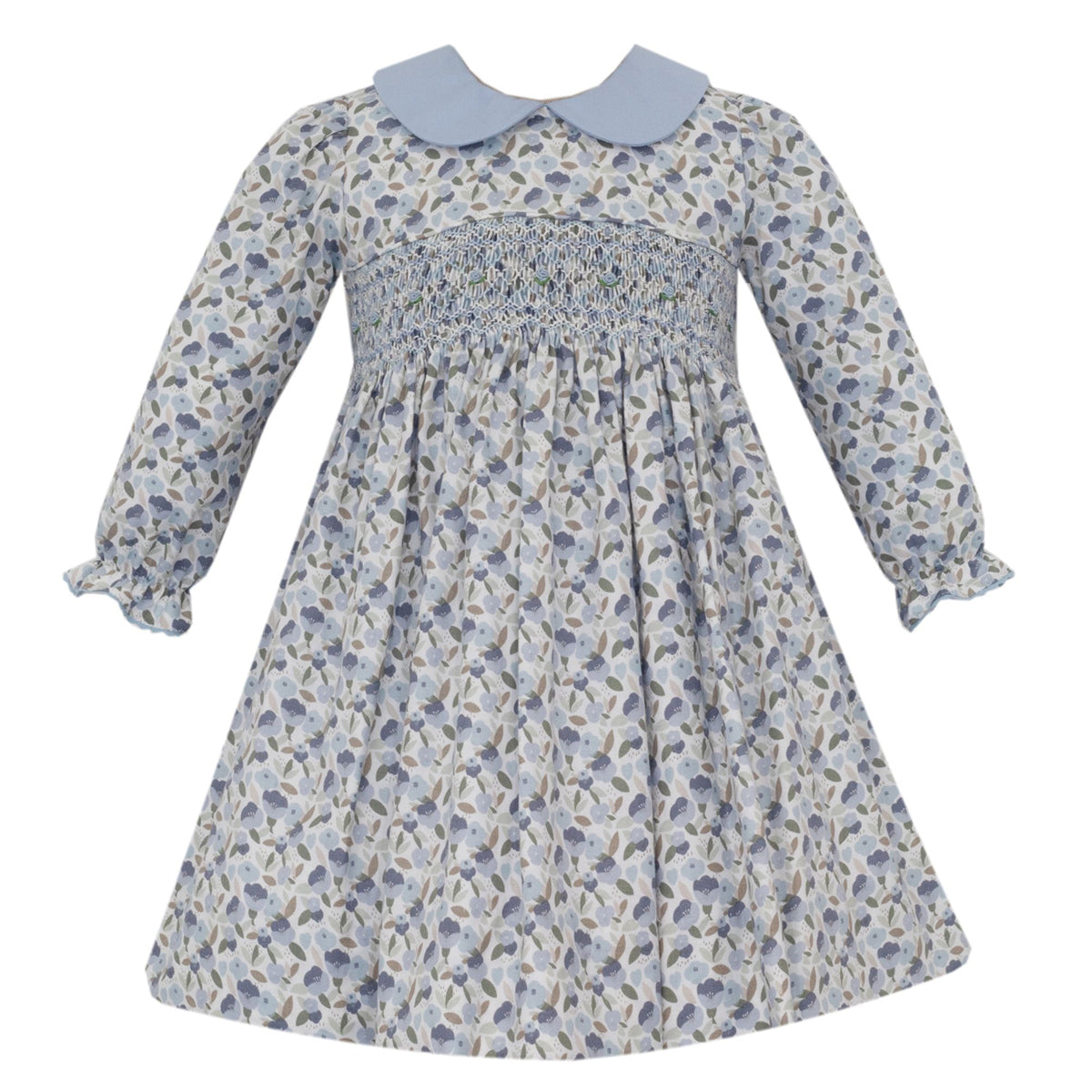 Adrienne French Blue Floral Print Float Dress by Anavini