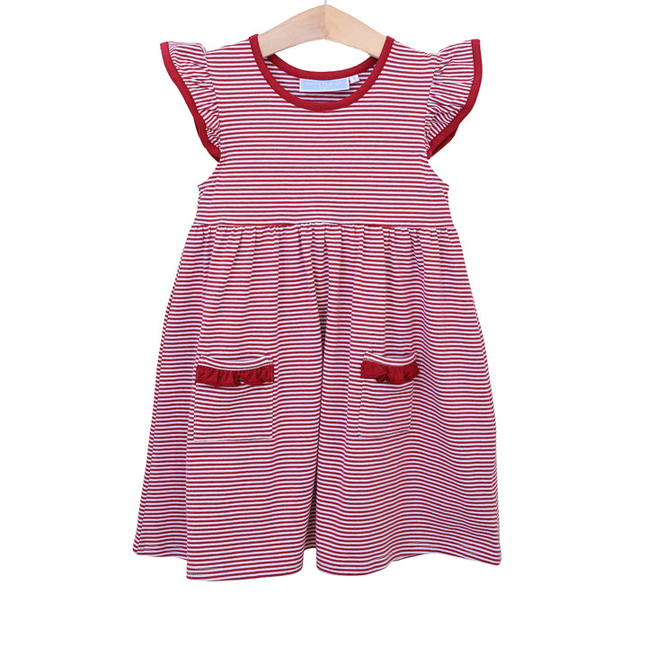 Crimson Stripe Game Day Lucy Dress by Trotter Street Kids