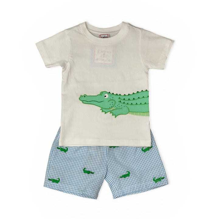 Alligators Embroidered Short Set by Cotton Kids