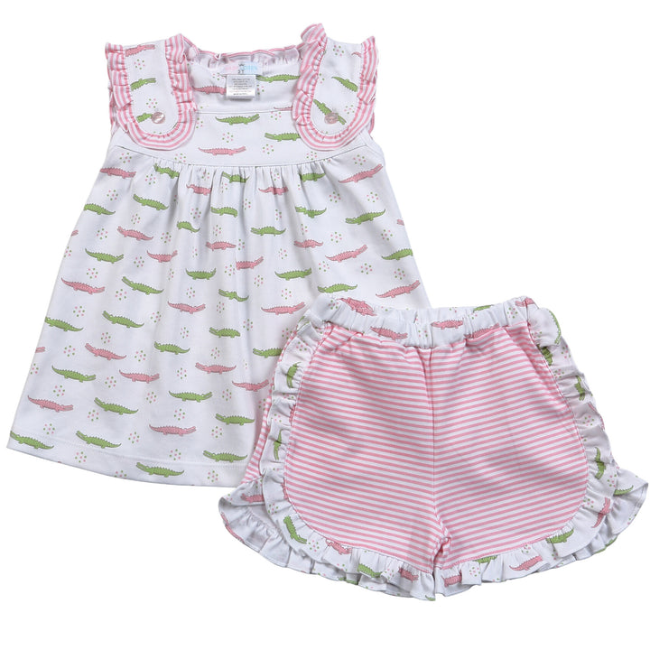 Baby Loren Alligators Pink Short Set