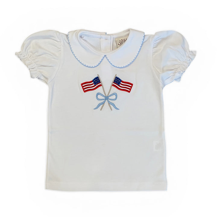 Crossed American Flags and Bow Blouse by Luigi