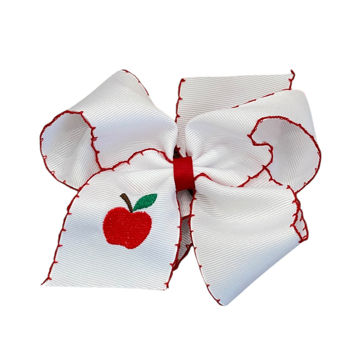 Apple Embroidered on Moonstitch Bow by Wee Ones (2 sizes)