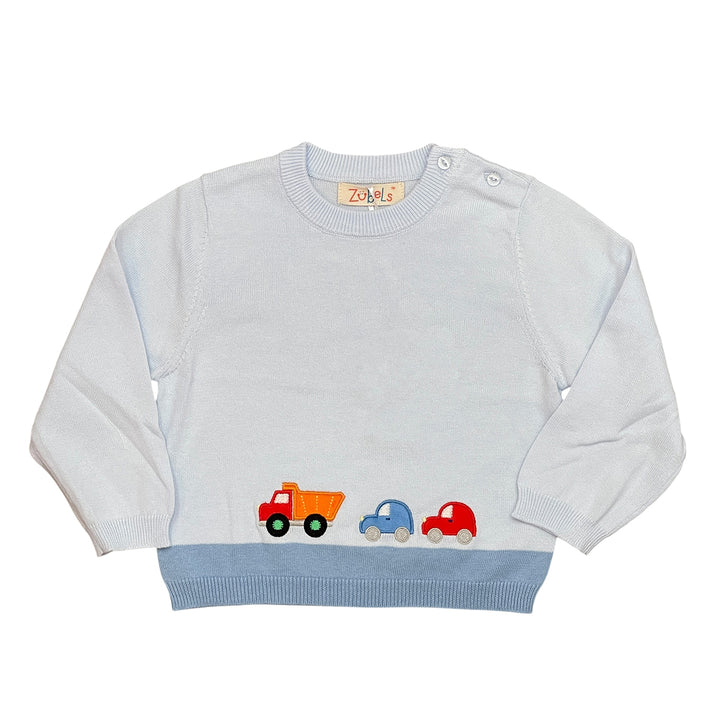 Autos and Truck on Blue Sweater by Zubel