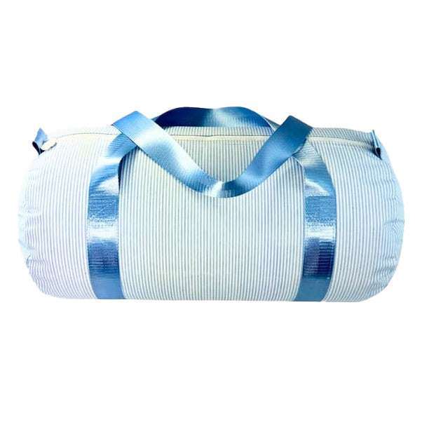 Baby Blue Stripe GLOSSY Medium Duffel by Mint Sweet Little Things