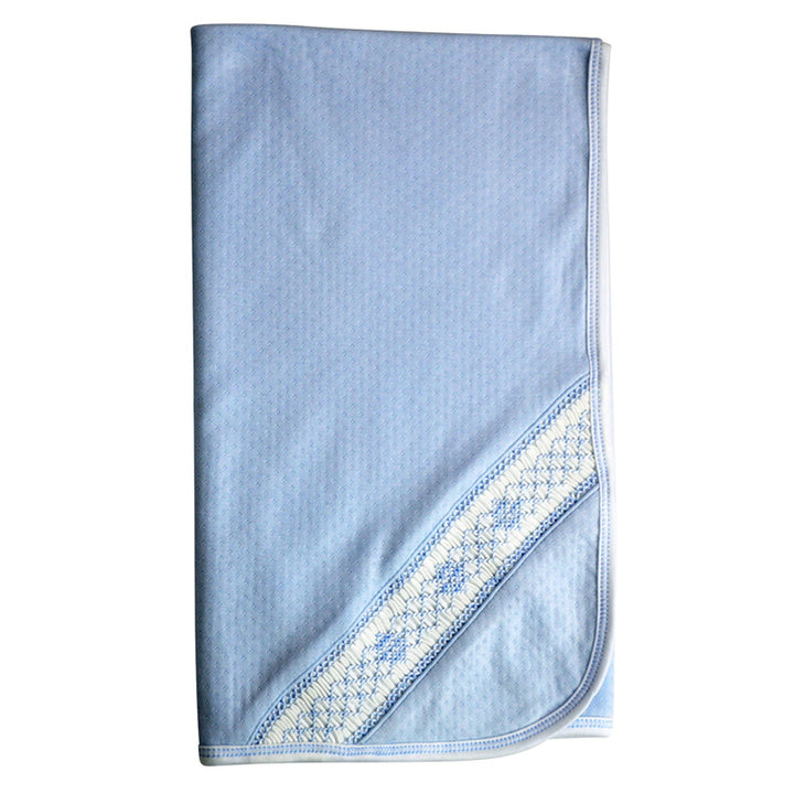 Blue Jacquard Smocked Blanket by Baby Threads