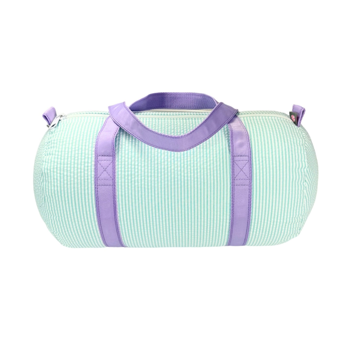 Seersucker Baby Duffel by Mint Sweet Little Things - Mermaid (Aqua with Lilac Trim)