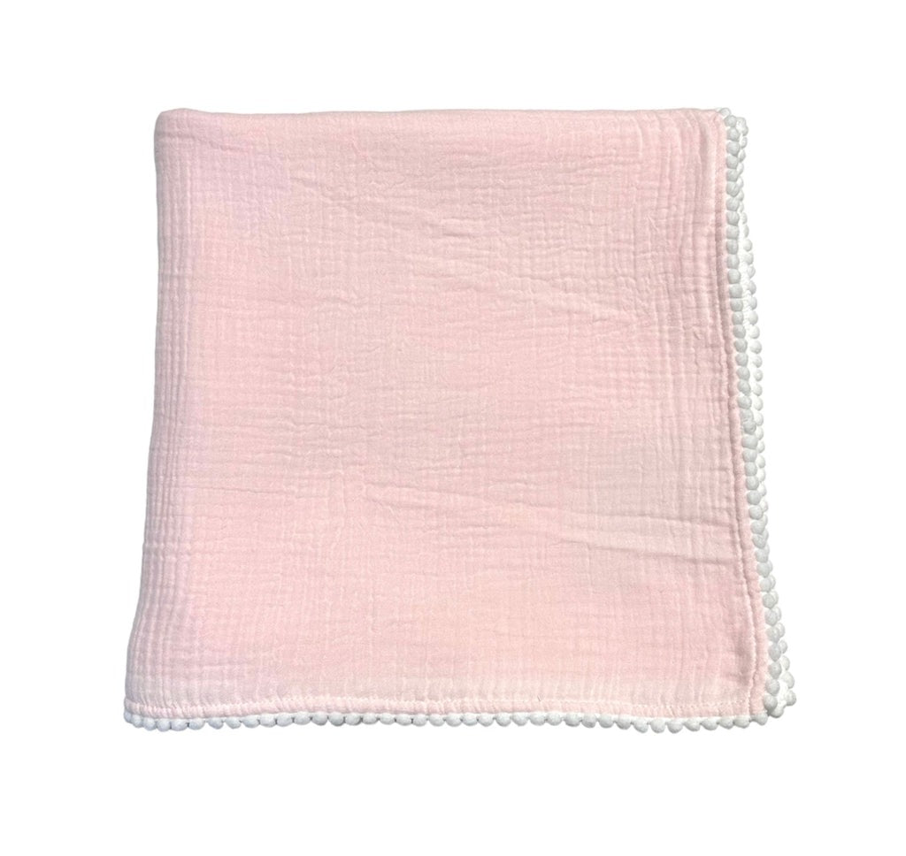 Soft Idea Swaddle Blanket with Pom Pom Edge (3 Colors)
