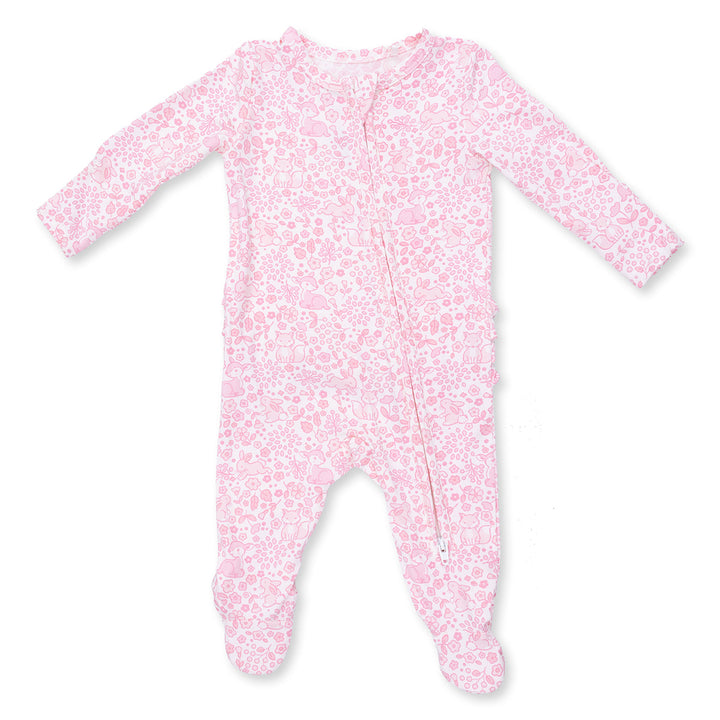 Baby Woodland Ruffle Back Zipper Footie by Angel Dear