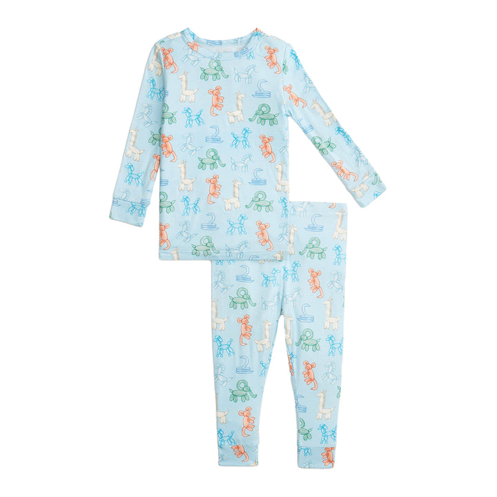 Blue Balloon Party Animal Modal Long Sleeve Pajama Set by Magnetic Me