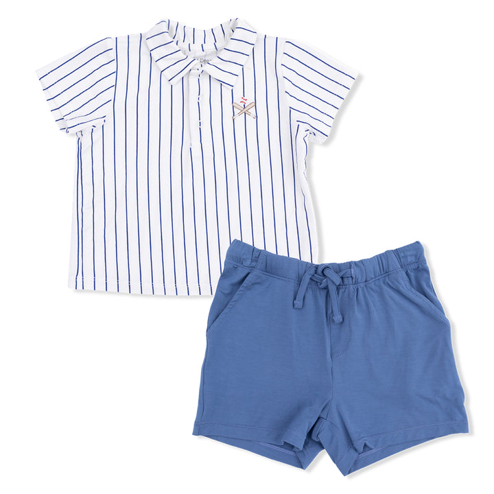 Baseball Stripe Polo with Everyday Shorts by Angel Dear
