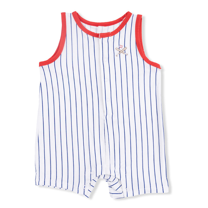 Baseballs Stripe Sleeveless Romper by Angel Dear