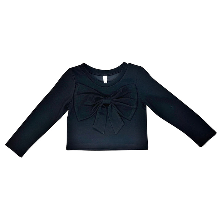 Black Big Bow Top by ML Kids