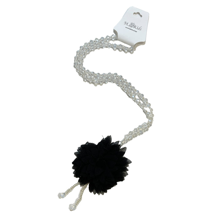 Black Flower on Glass Beaded Necklace by ML Kids