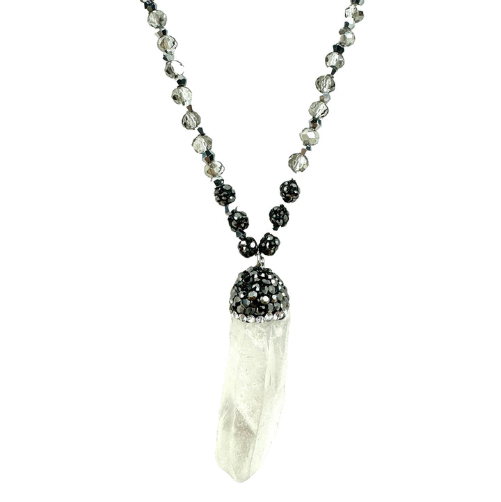 Black Necklace with Quartz Charm by ML Kids